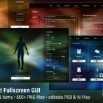 Dark Flat Fullscreen GUI  UI Kit  over 650 PNG-1.webp